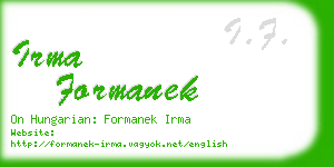 irma formanek business card